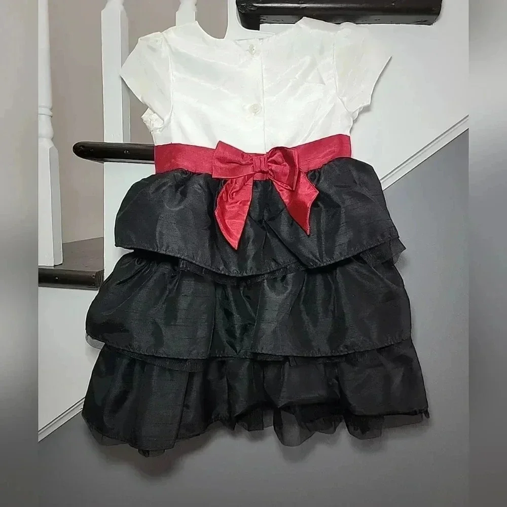 Gymboree Merry Occasions Ivory Black Tiered Ruffle Holiday Party Portraits 3T